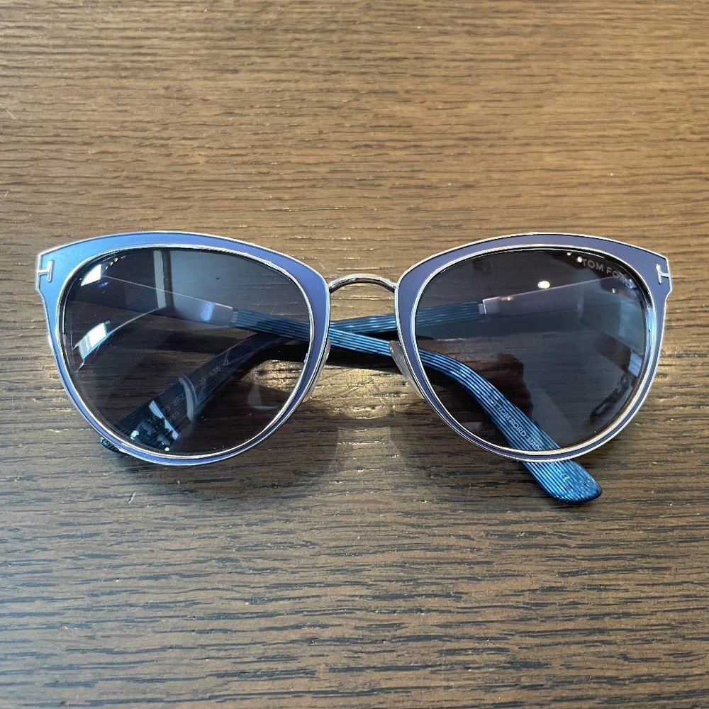 Tom Ford Nina Sunglasses, Blue Gunmetal Frame. Adult Unisex